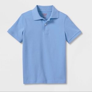 Boys’ Cat & Jack Short Sleeve Pique Uniform Polo Shirt Light Blue Various Sizes
